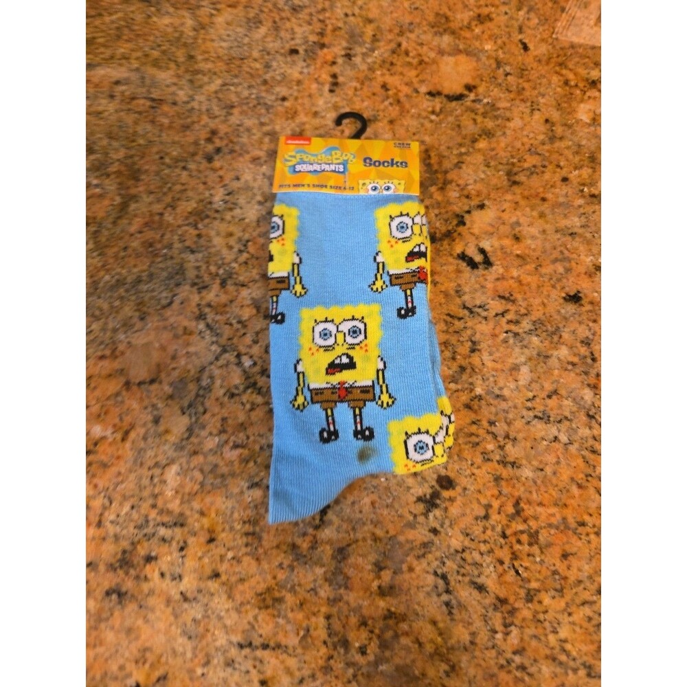 SpongeBob SquarePants Novelty Crew Socks - Men’s Size 6-12 Funny Socks